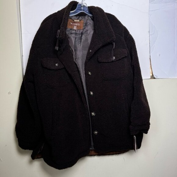 UGG Kookaburra NEW Oversized Sherpa Fleece Jacket Shacket Brown Warm SoftCozy XL - Picture 6 of 16